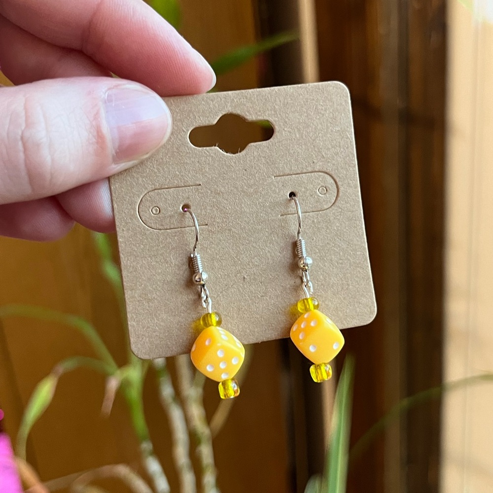 Yellow Dice Earrings